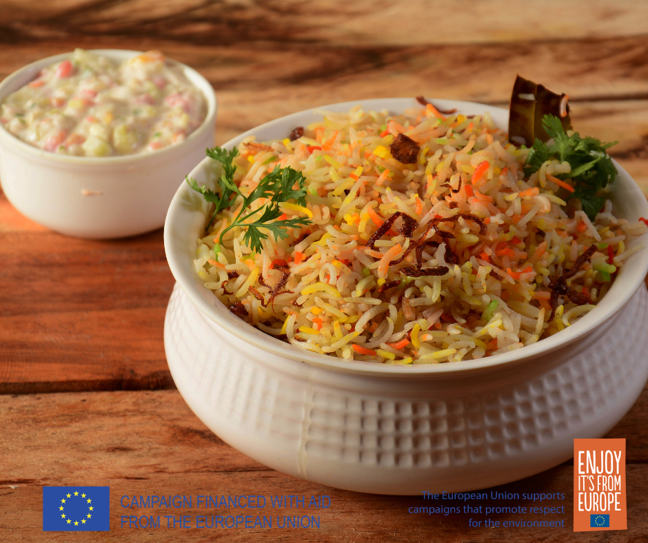 Hyderabadi Dum Biryani with European Corinthian black raisins 